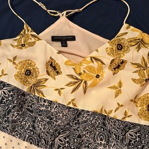 Banana Republic Black and Cream Floral Dress